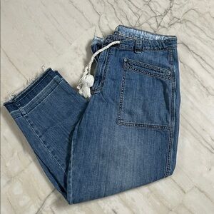 Sundance Roadside Jeans High Waisted Drawstring Raw Hem woman’s size 16